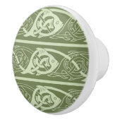 Keltische Knüpfarbeit Fische in Grün Keramikknauf (Rechts)