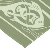 Keltische Knüpfarbeit Fische in Grün Kurzer Tischläufer (Ecke)