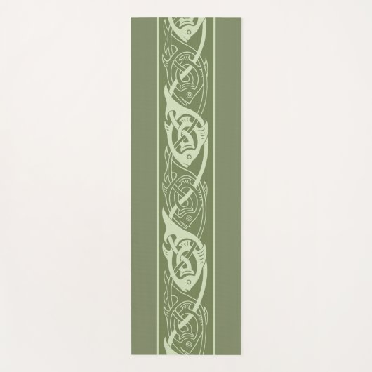 Keltische Knüpfarbeit Fische in Grün Yogamatte (Vorderseite)