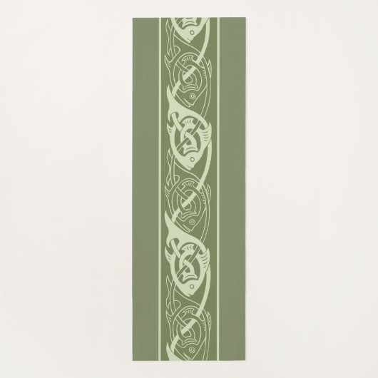 Keltische Knüpfarbeit Fische in Grün Yogamatte (Rückseite)