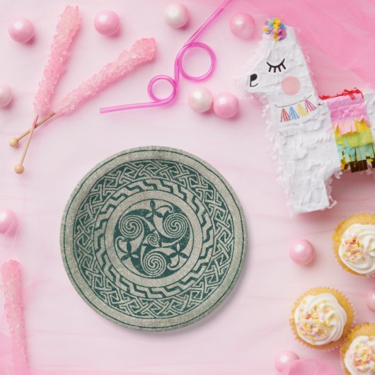 Keltische Knüpfarbeit-irisches Medaillon-Muster im Pappteller (Party)