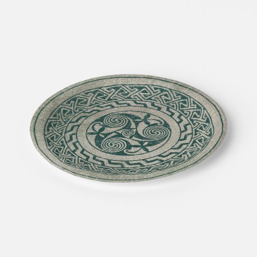 Keltische Knüpfarbeit-irisches Medaillon-Muster im Pappteller (Schrägansicht)