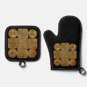 Keltische Knüpfarbeit Ofenhandschuh & Topflappen-Set (Vorderseite)