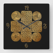 Keltische Knüpfarbeit Quadratische Wanduhr (Vorderseite)
