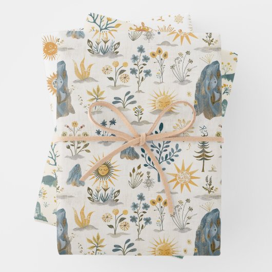 Keltische Knüpfarbeit und Sonnensymbole Litha Geschenkpapier Set (Beispiel)