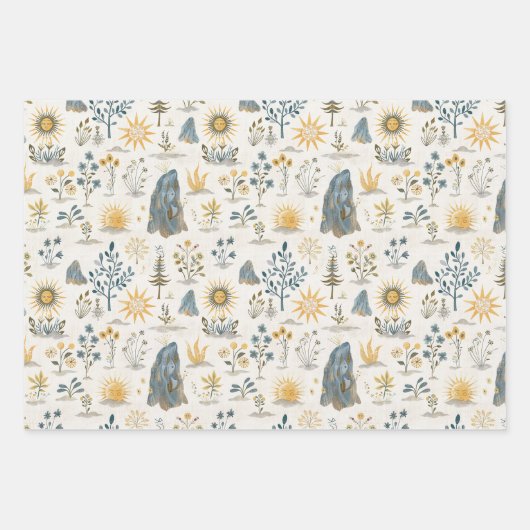 Keltische Knüpfarbeit und Sonnensymbole Litha Geschenkpapier Set (Vorderseite)