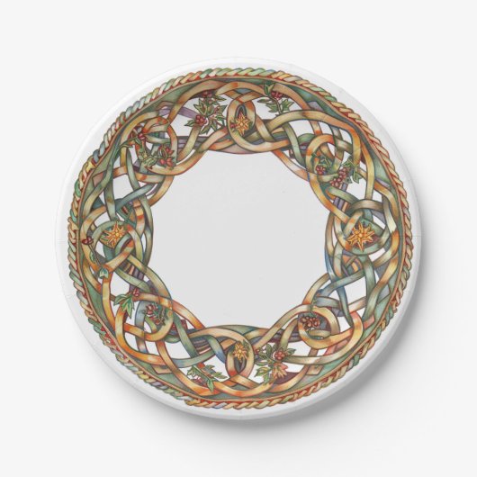 Keltische Knüpfarbeit und Sonnensymbole Litha Pappteller (Vorderseite)