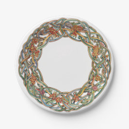 Keltische Knüpfarbeit und Sonnensymbole Litha Pappteller