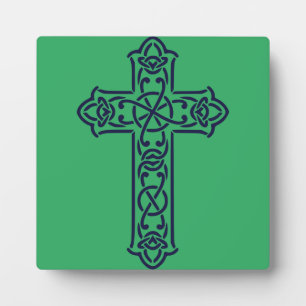 Keltische Kreuz-Grafik-Knotenarbeit-Kunst Fotoplatte