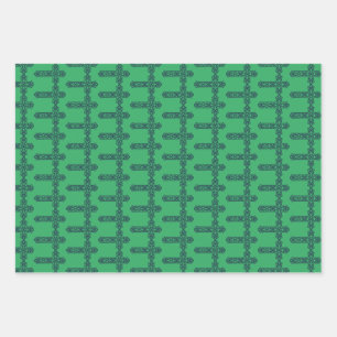 Keltische Kreuz-Grafik-Knotenarbeit-Kunst Geschenkpapier Set