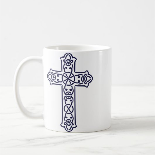 Keltische Kreuz-Grafik-Knotenarbeit-Kunst Kaffeetasse (Links)