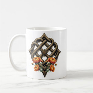 Keltische Kunst und florale Pracht in warmen Tönen Kaffeetasse