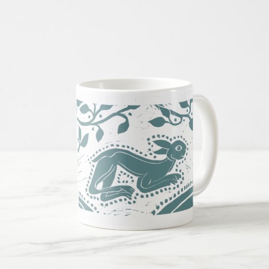 Keltische Meer-Grüne Hase-Tasse Kaffeetasse (VorderseiteRechts)