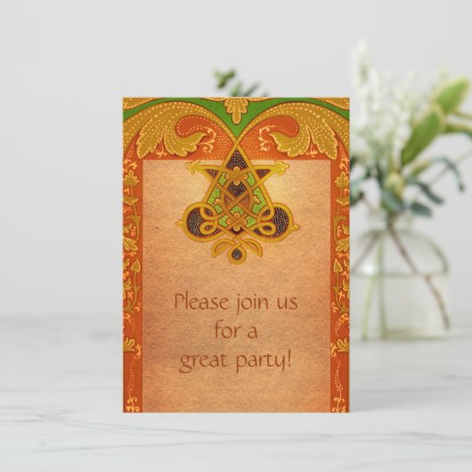 Keltische Pergament-Art-Einladung Einladung (Stehend Vorderseite)