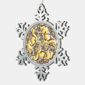Keltische Pferde und Knoten im Kreis antikes Muste Schneeflocken Zinn-Ornament (Rechts)