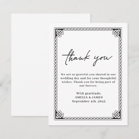 Keltische Rahmen-Hochzeits-Dankeskarten Dankeskarte (Vorne/Hinten)