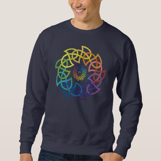 Keltische Regenbogen-Knüpfarbeit-Ringe Sweatshirt (Vorderseite)