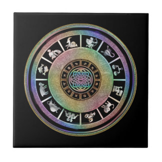 Keltische Regenbogen-Tierkreis-Mandala Fliese