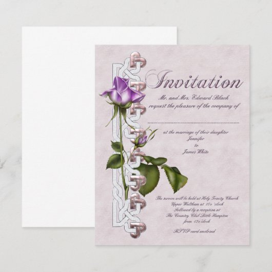 Keltische Rose Hochzeit Einladung (Vorne/Hinten)