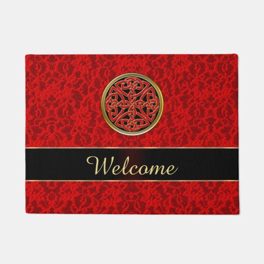 Keltische rote Spitze-Willkommens-Tür-Matte Fußmatte (Vorderseite)