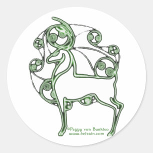 Keltische Rotwild-Aufkleber Hernes, weiß Runder Aufkleber