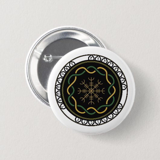 Keltische Runen 3 Knopf (Rund) Button (Vorne & Hinten)