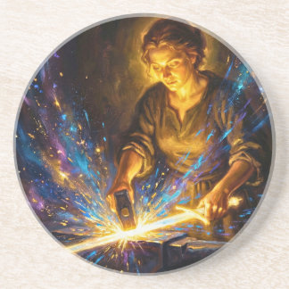 Keltische Schmiedegöttin Schmiedet Schwert Fantasy Getränkeuntersetzer