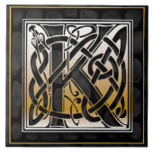 Keltische schwarze Monogramm-Initialen-Fliese des Fliese (Vorderseite)