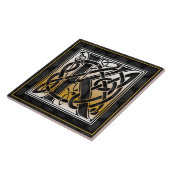 Keltische schwarze Monogramm-Initialen-Fliese des Fliese (Seite)