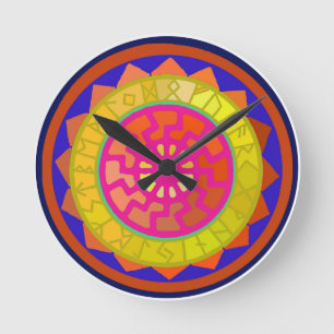 Keltische Sonnen-Runen-Kalender-Symbole Runde Wanduhr