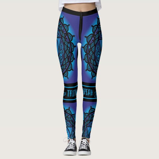 Keltische Stammes- Kehle Chakra Leggings (Vorderseite)