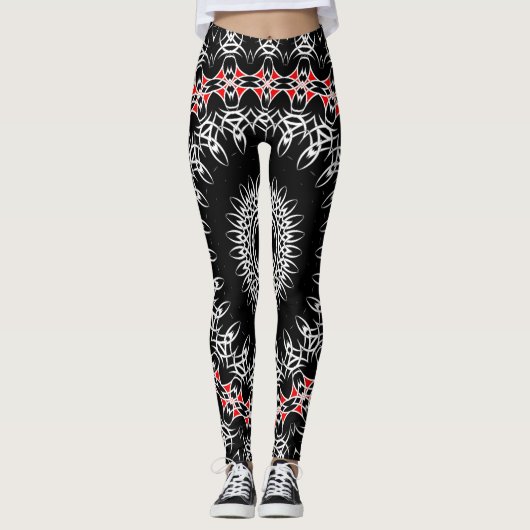 Keltische Stammes- Mandala (rot) Leggings (Vorderseite)