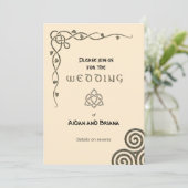 Keltische Symbole und Blätter auf cremefarbenen, m Einladung (Stehend Vorderseite)