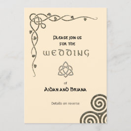 Keltische Symbole und Blätter auf cremefarbenen, m Einladung