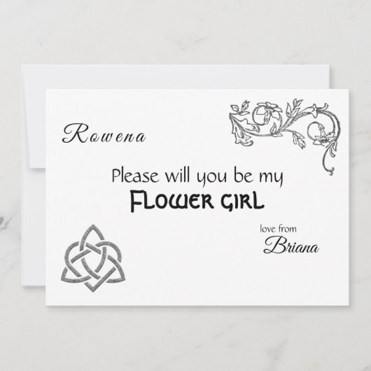 Keltische Symbole und Blattwerk auf Weiß Einladung (Vorderseite)