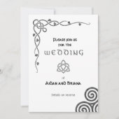 Keltische Symbole und Blattwerk auf weiß, modern Einladung (Vorderseite)