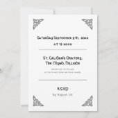 Keltische Symbole und Blattwerk auf weiß, modern Einladung (Rückseite)