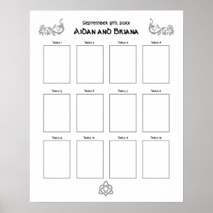 Keltische Symbole und Blattwerk für 12 leere Tabel Poster