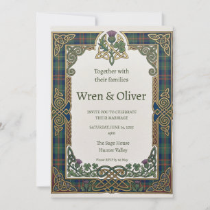 Keltische Tartan-Distel-Hochzeitseinladung Einladung