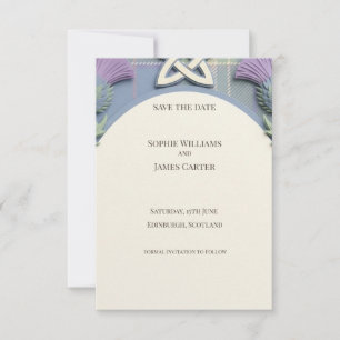 Keltische Tartan-Distel Save-the-Date-Karte Save The Date