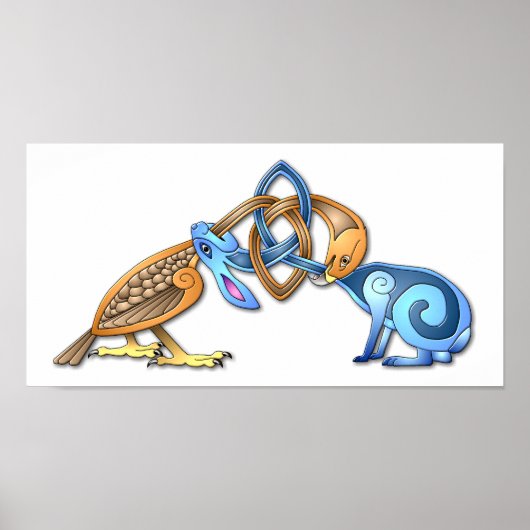 Keltische Vögel und Kaninchen Poster (Vorne)