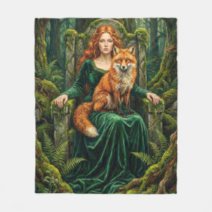 Keltische Waldkönigin Rotfuchs Hexe Fantasy Art ( Fleecedecke
