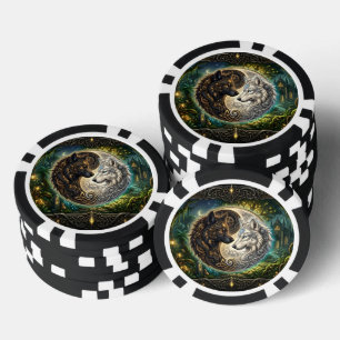 Keltische Yin Yang Wölfe – Steampunk Harmonie. Pokerchips