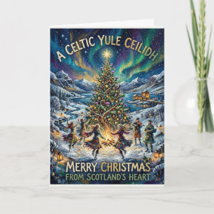 Keltische Yule-Ceilidh-Weihnachtskarte Karte