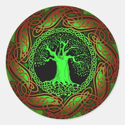 Keltischer Baum (beleuchtete Fassung) Runder Aufkleber (Vorderseite)