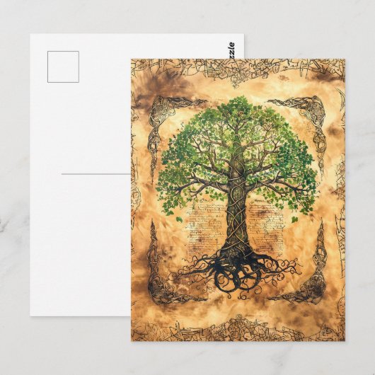 Keltischer Baum des Lebens Postkarte (Vorne/Hinten)