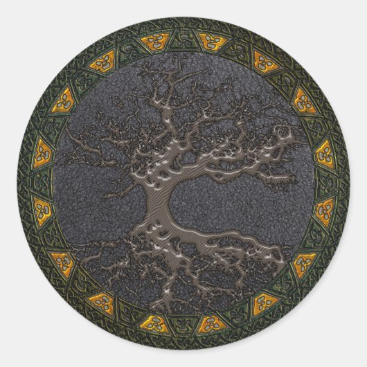Keltischer Baum des Lebens Runder Aufkleber (Vorderseite)