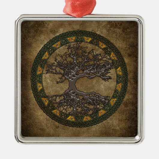 Keltischer Baum des Lebens Silbernes Ornament (Vorne)