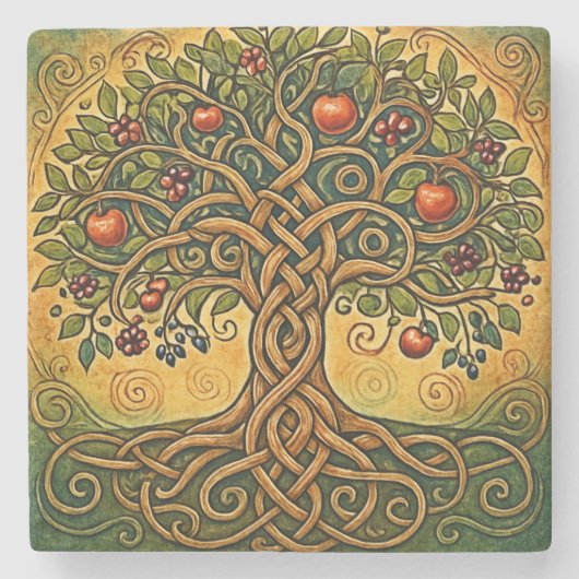 Keltischer Baum des Lebens Steinuntersetzer (Vorderseite)