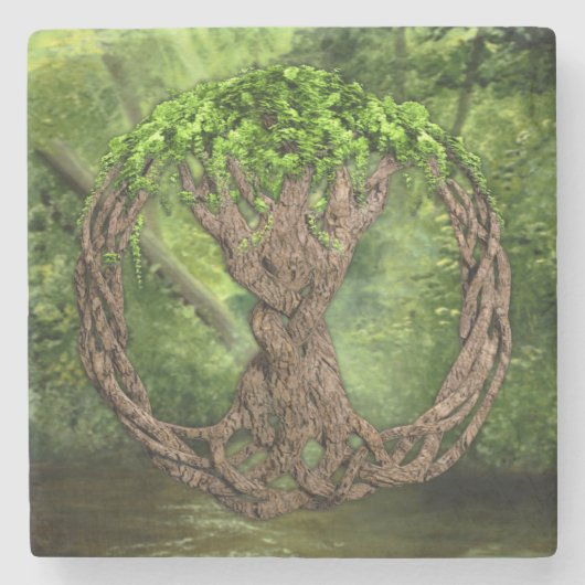 Keltischer Baum des Lebens Steinuntersetzer (Vorderseite)